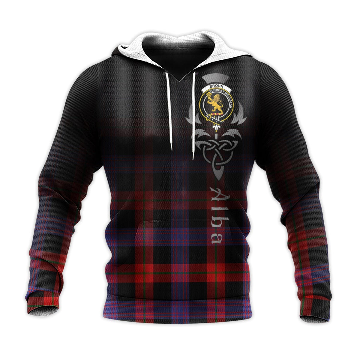 Broun Modern Tartan Hoodie - Alba Celtic Style