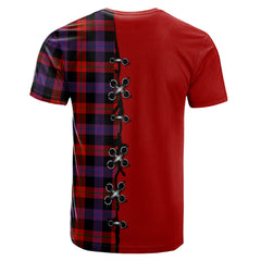 Broun Modern Tartan T-shirt - Lion Rampant And Celtic Thistle Style