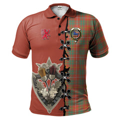 Bruce Ancient Tartan Polo Shirt - Lion Rampant And Celtic Thistle Style