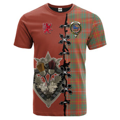 Bruce Ancient Tartan T-shirt - Lion Rampant And Celtic Thistle Style