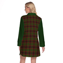 Buchan Modern Tartan Women's Lapel Shirt Dress With Long Sleeve