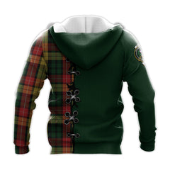 Buchanan Tartan Hoodie - Lion Rampant And Celtic Thistle Style