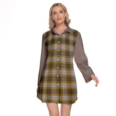 Buchanan Dress Tartan Women's Lapel Shirt Dress With Long Sleeve