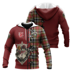 Buchanan Old Dress Tartan Hoodie - Lion Rampant And Celtic Thistle Style