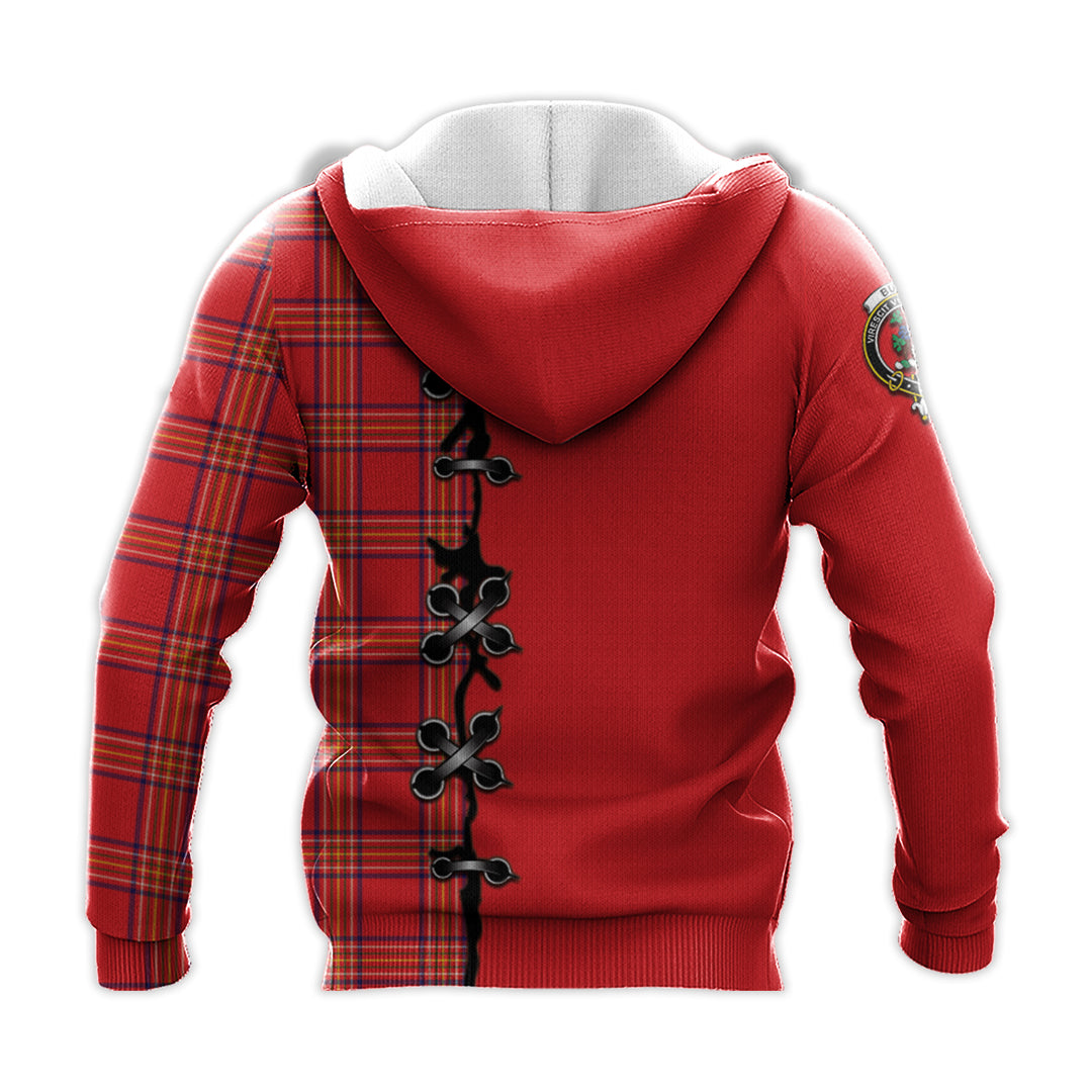 Burnett Modern Tartan Hoodie - Lion Rampant And Celtic Thistle Style