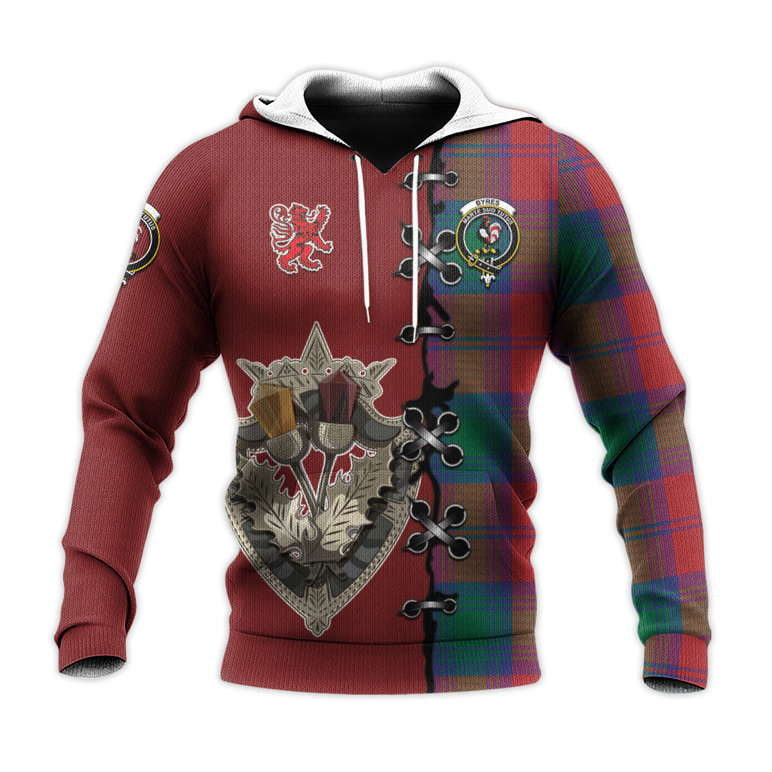 Byres (Byses) Tartan Hoodie - Lion Rampant And Celtic Thistle Style