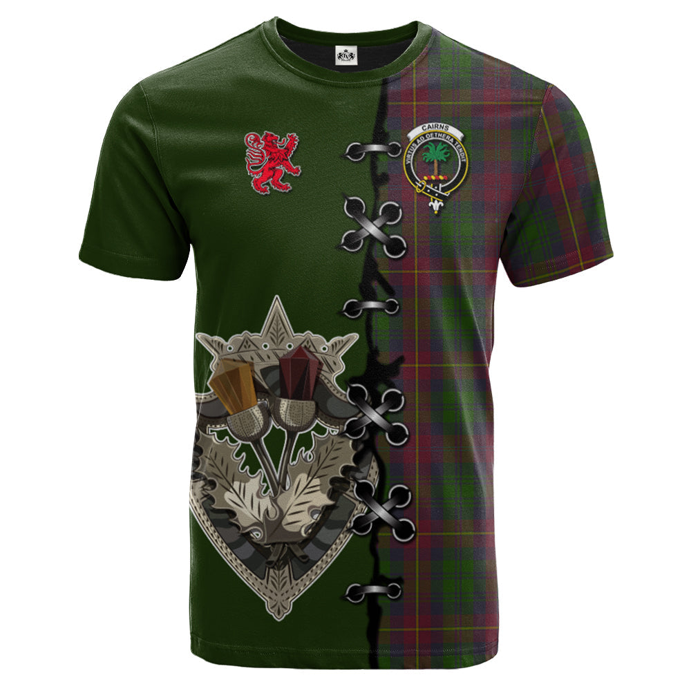 Cairns Tartan T-shirt - Lion Rampant And Celtic Thistle Style