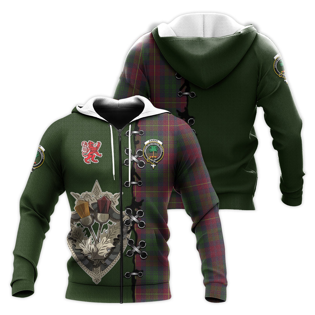 Cairns Tartan Hoodie - Lion Rampant And Celtic Thistle Style