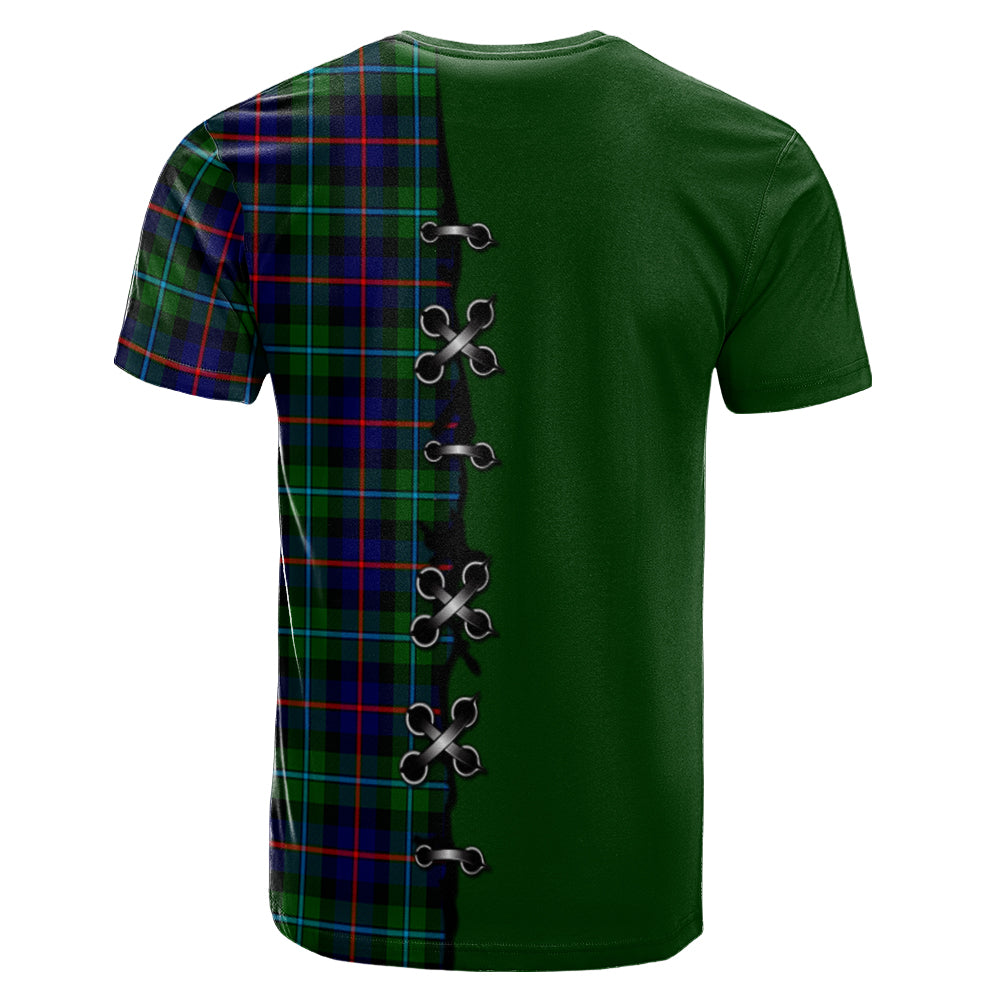 Calder Modern Tartan T-shirt - Lion Rampant And Celtic Thistle Style