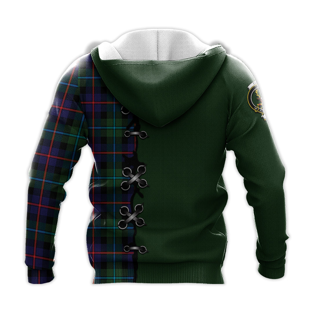 Calder Modern Tartan Hoodie - Lion Rampant And Celtic Thistle Style