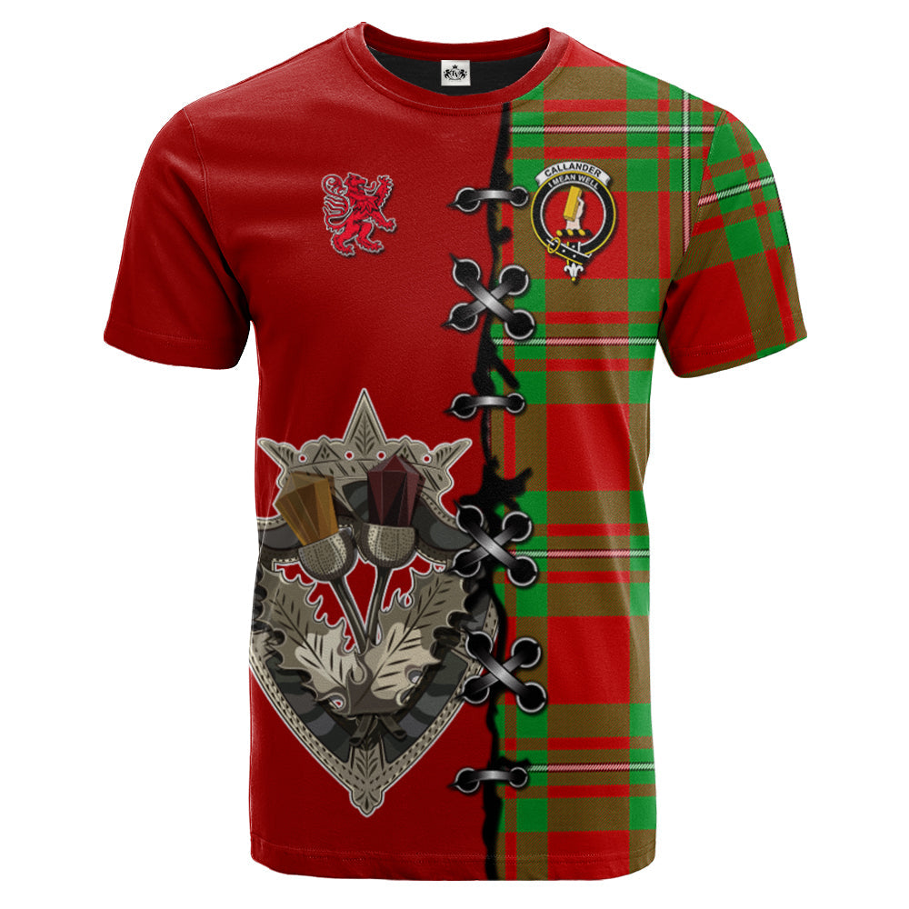 Callander Modern Tartan T-shirt - Lion Rampant And Celtic Thistle Style