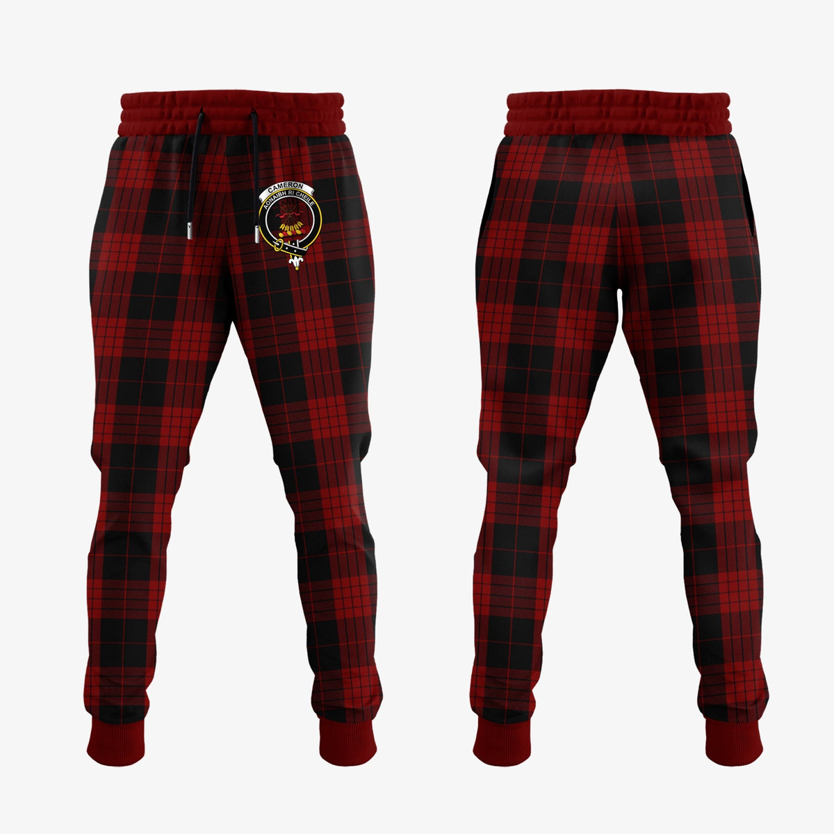 Cameron Black And Red Tartan Crest Jogger Sweatpants