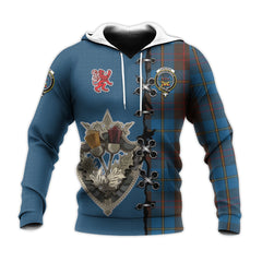 Cameron Hunting Tartan Hoodie - Lion Rampant And Celtic Thistle Style