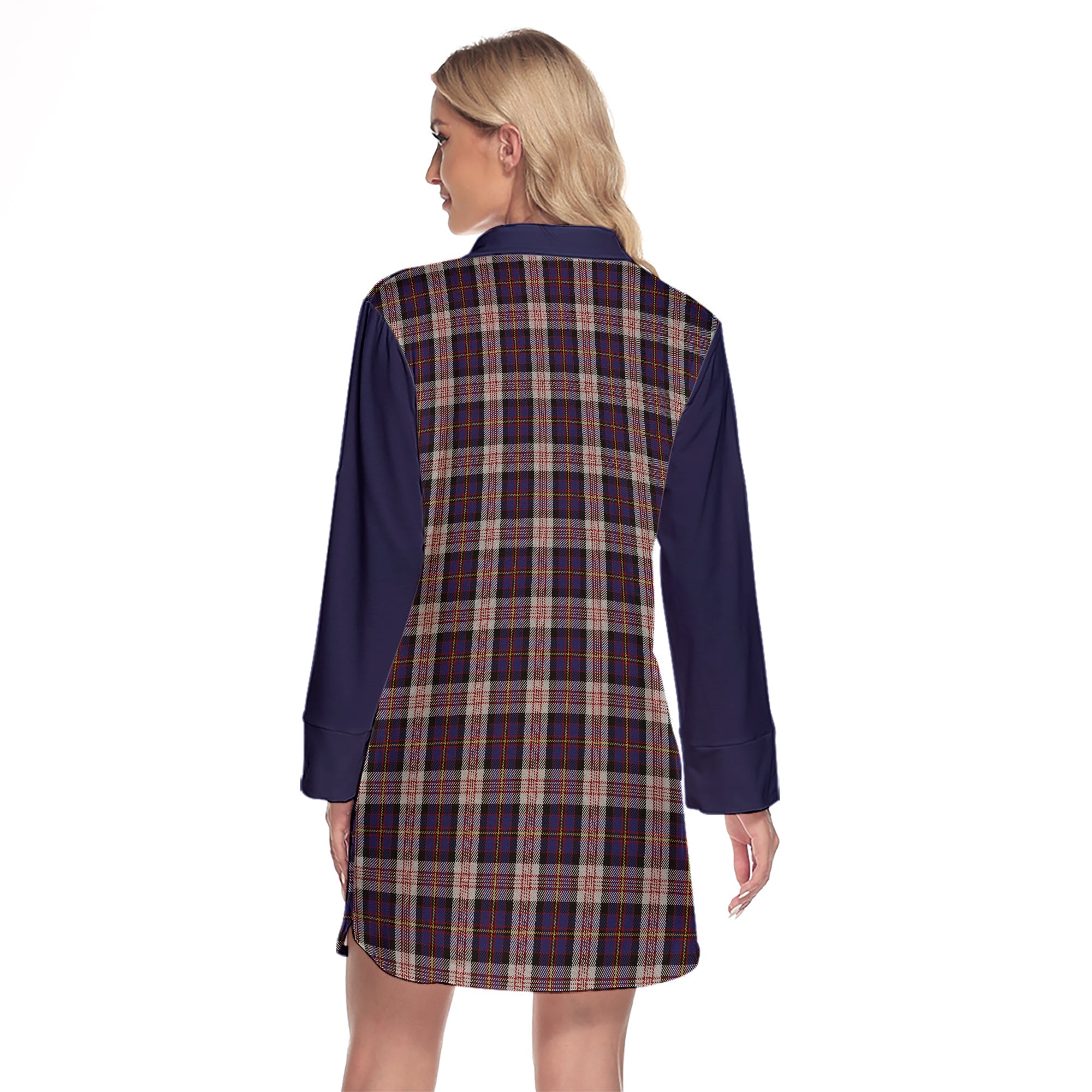 Cameron Of Erracht Dress Tartan Women's Lapel Shirt Dress With Long Sleeve