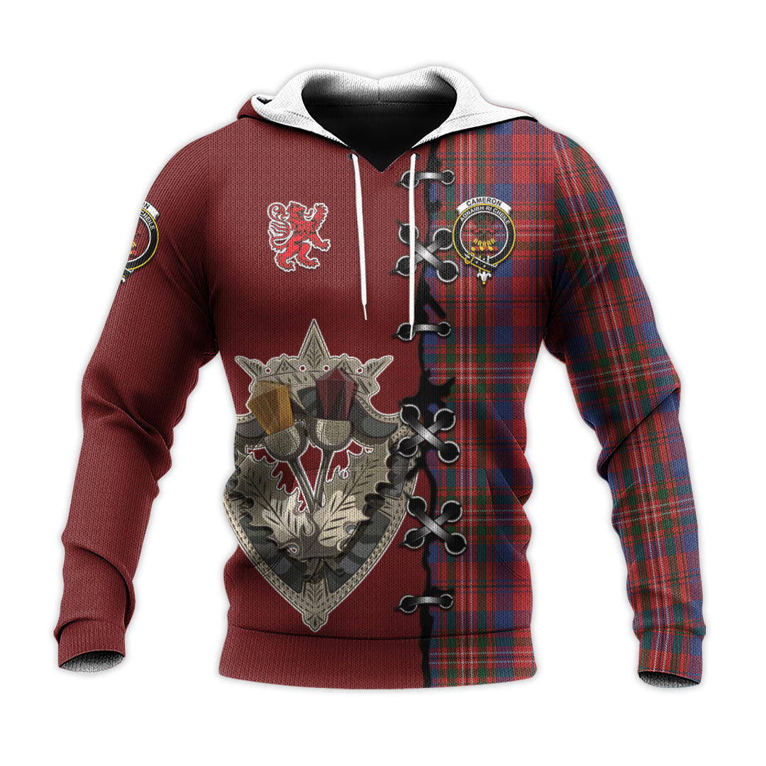 Cameron of Locheil Tartan Hoodie - Lion Rampant And Celtic Thistle Style