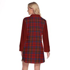 Cameron Of Locheil Tartan Women's Lapel Shirt Dress With Long Sleeve