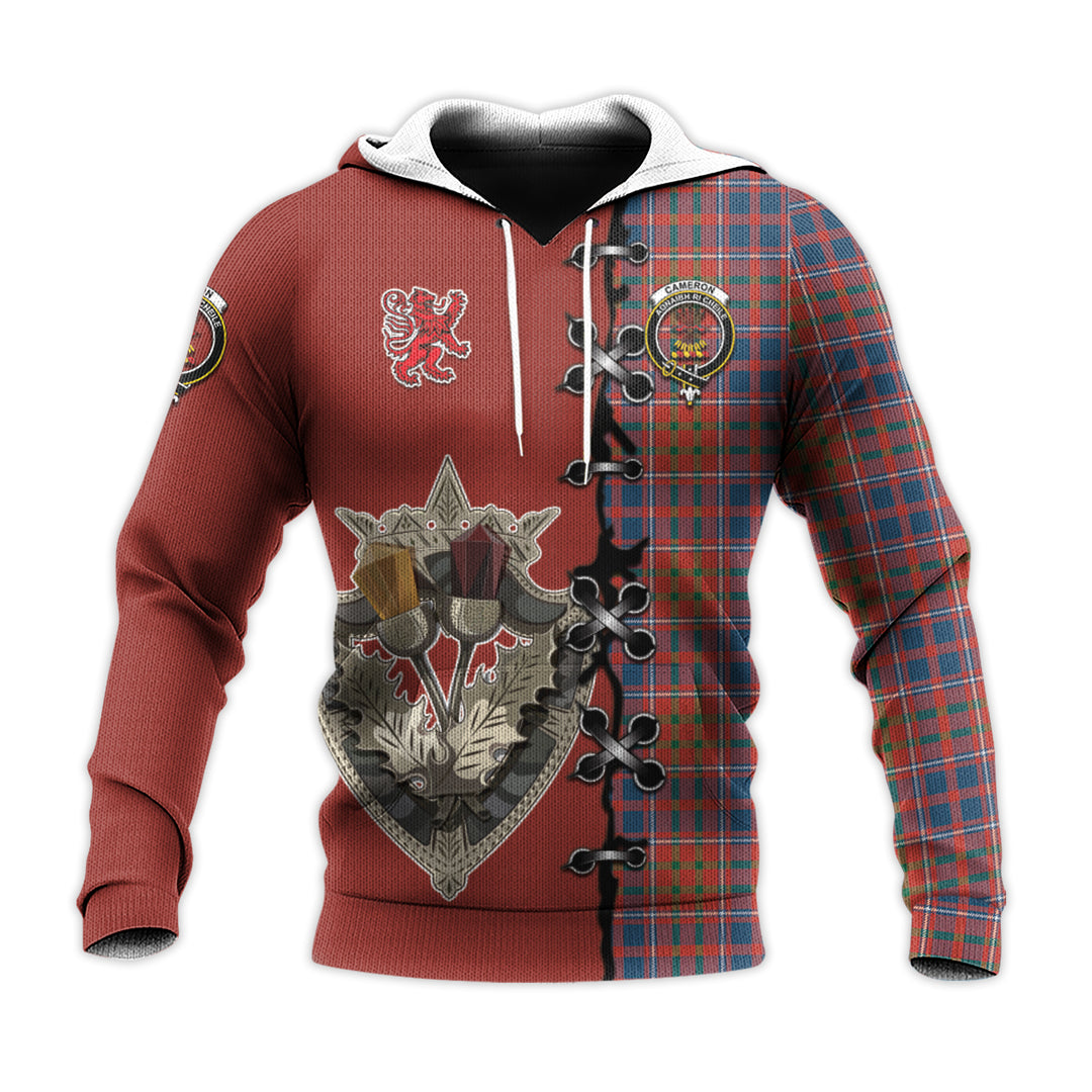 Cameron of Lochiel Ancient Tartan Hoodie - Lion Rampant And Celtic Thistle Style