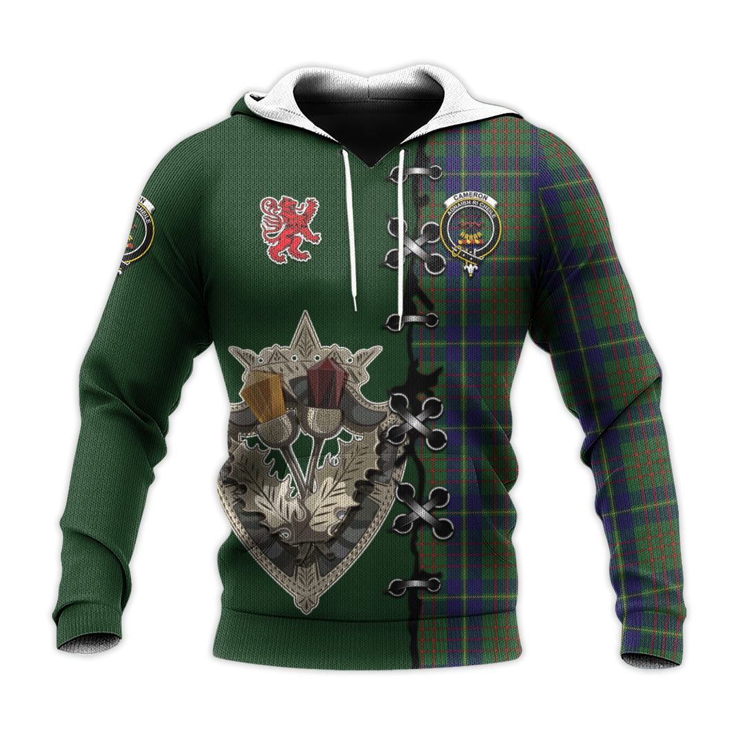 Cameron of Lochiel Hunting Tartan Hoodie - Lion Rampant And Celtic Thistle Style