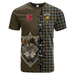 Campbell Argyll Weathered Tartan T-shirt - Lion Rampant And Celtic Thistle Style