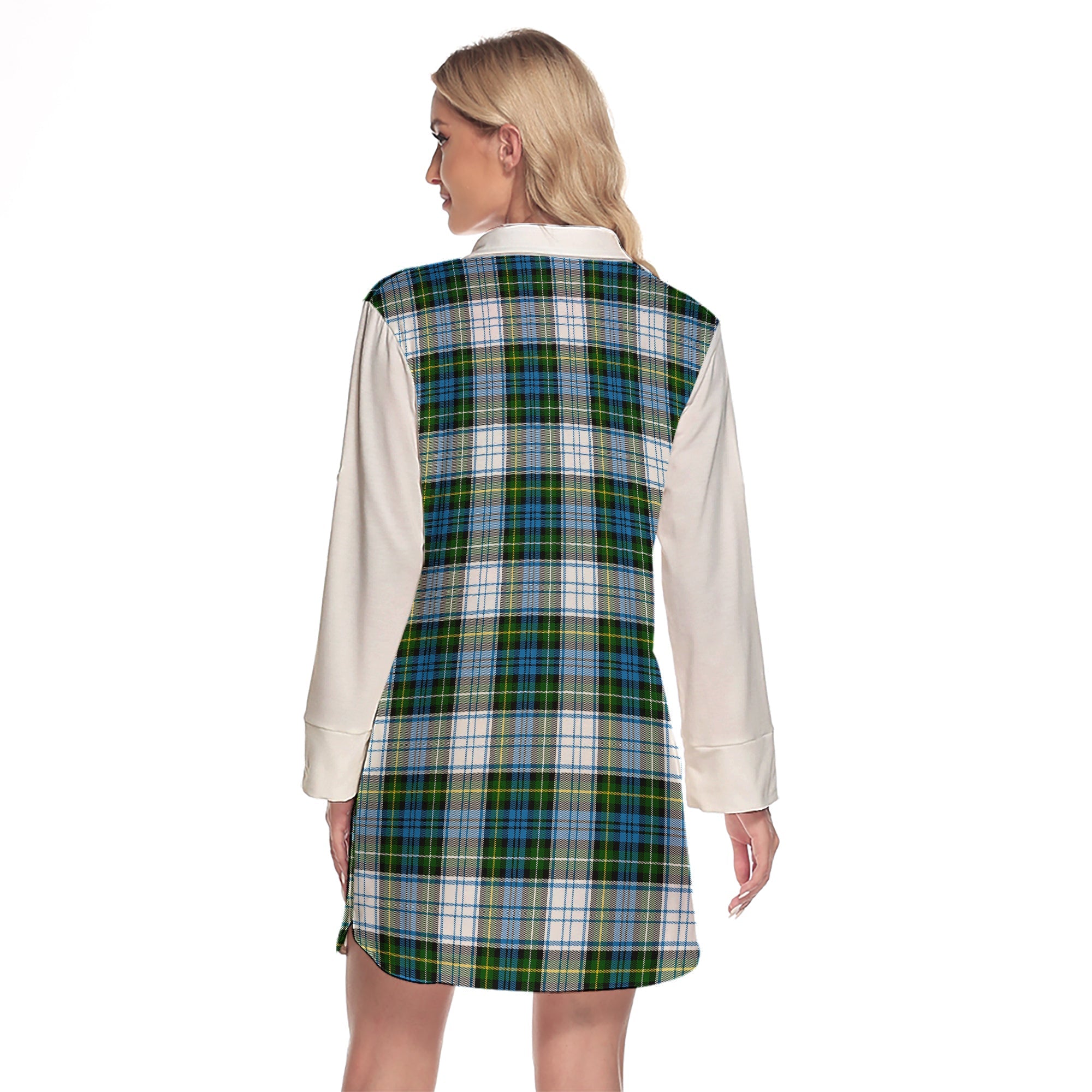 Campbell Dress Tartan Women's Lapel Shirt Dress With Long Sleeve