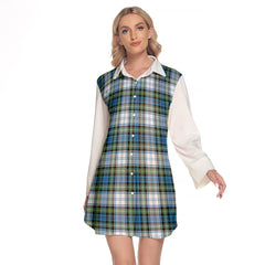 Campbell Dress Ancient Tartan Women's Lapel Shirt Dress With Long Sleeve