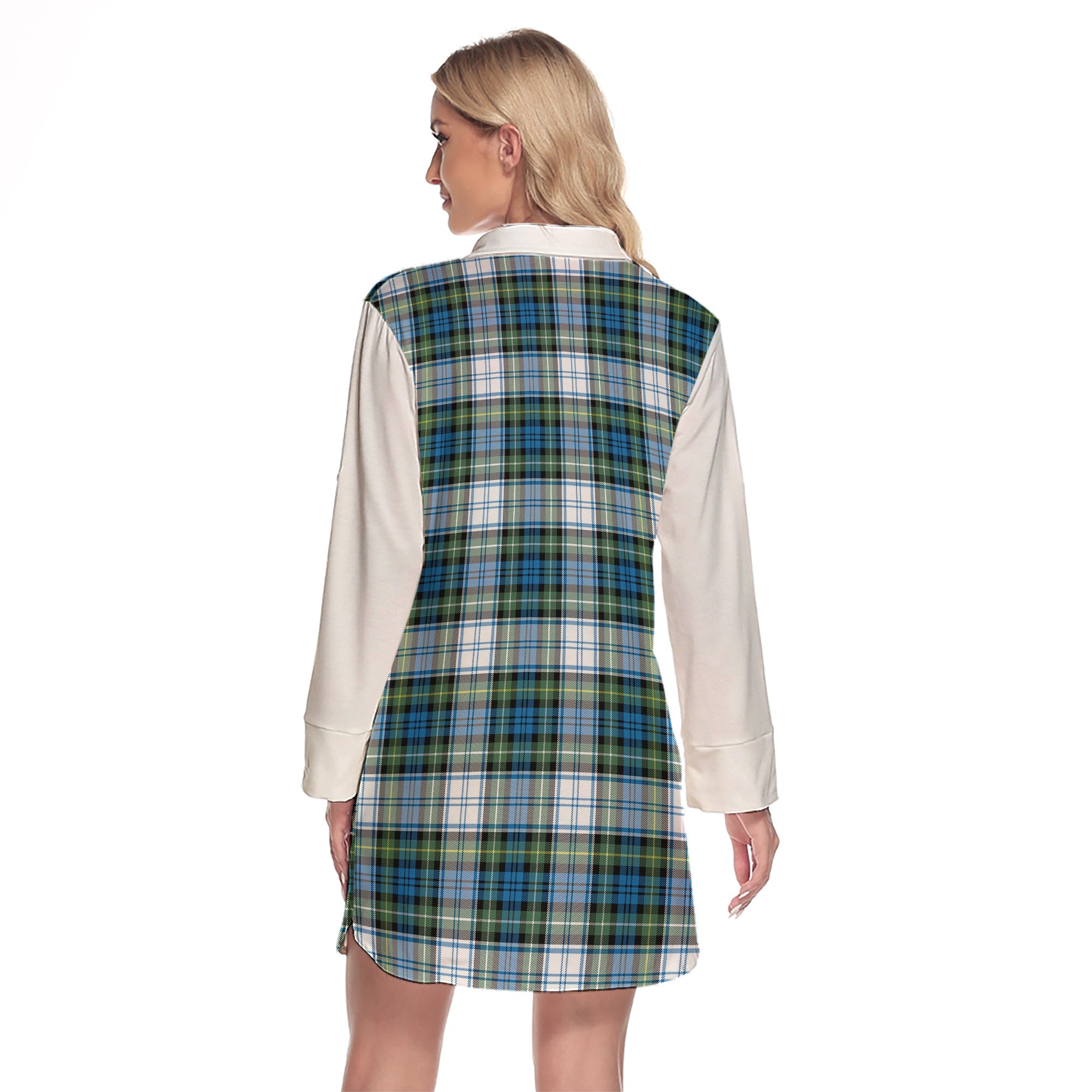 Campbell Dress Ancient Tartan Women's Lapel Shirt Dress With Long Sleeve