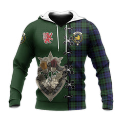 Campbell Modern Tartan Hoodie - Lion Rampant And Celtic Thistle Style