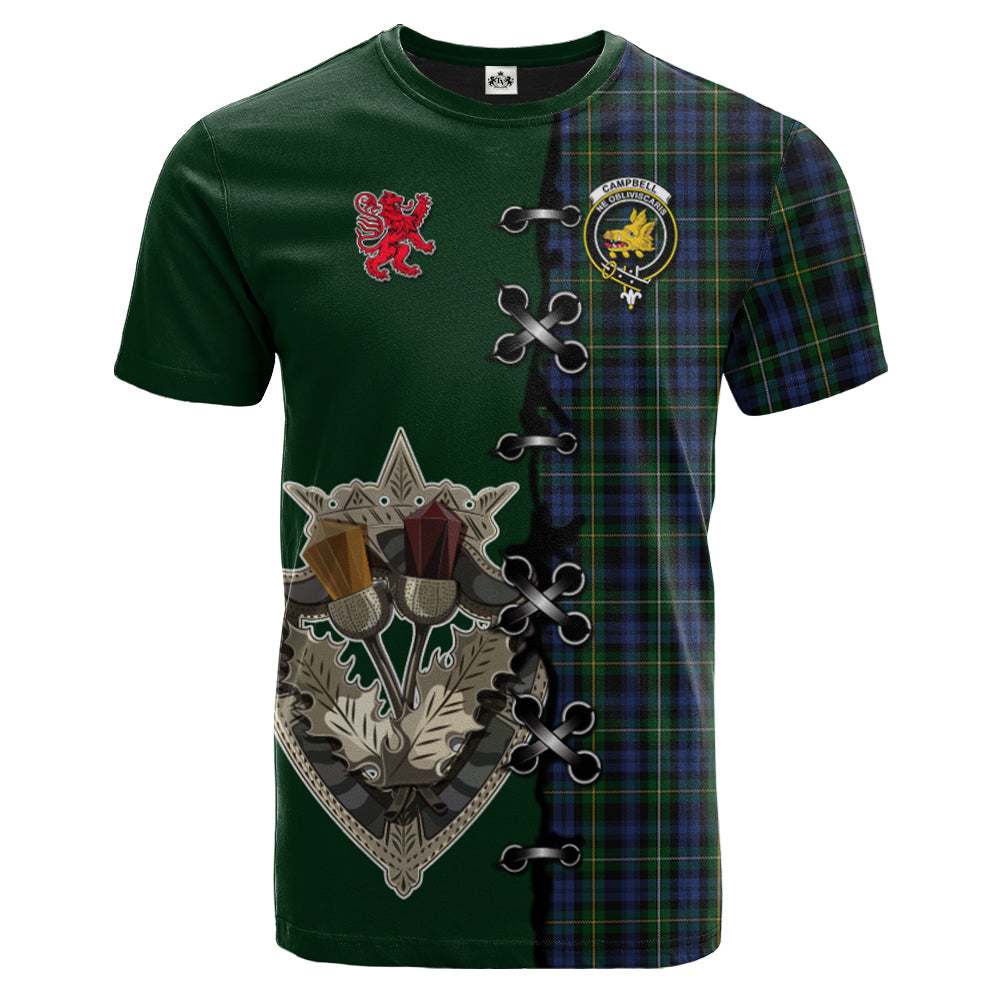 Campbell of Argyll 01 Tartan T-shirt - Lion Rampant And Celtic Thistle Style