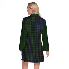 Campbell Of Argyll 01 Tartan Women's Lapel Shirt Dress With Long Sleeve