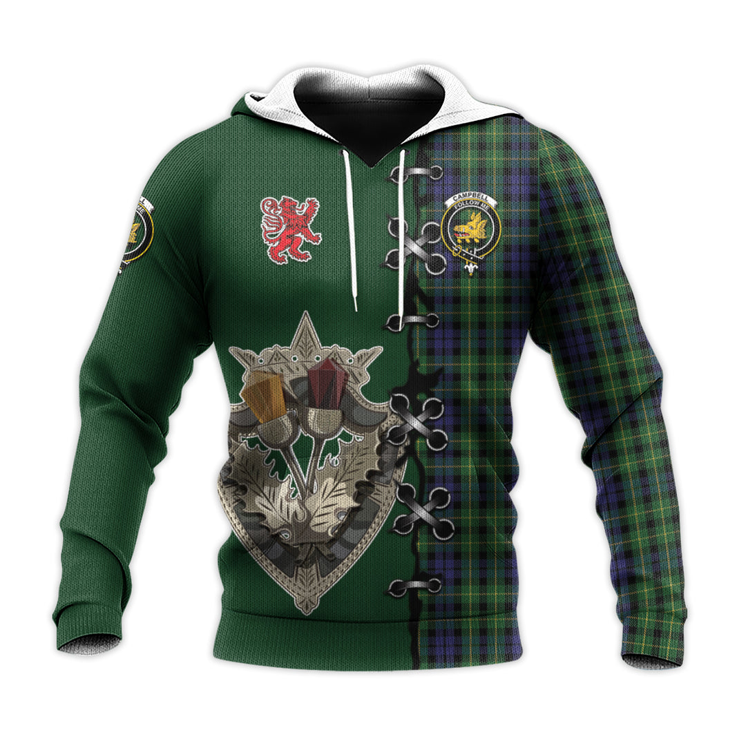 Campbell of Breadalbane Tartan Hoodie - Lion Rampant And Celtic Thistle Style