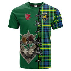 Campbell of Breadalbane Ancient Tartan T-shirt - Lion Rampant And Celtic Thistle Style