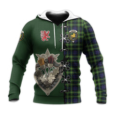 Campbell of Breadalbane Modern Tartan Hoodie - Lion Rampant And Celtic Thistle Style