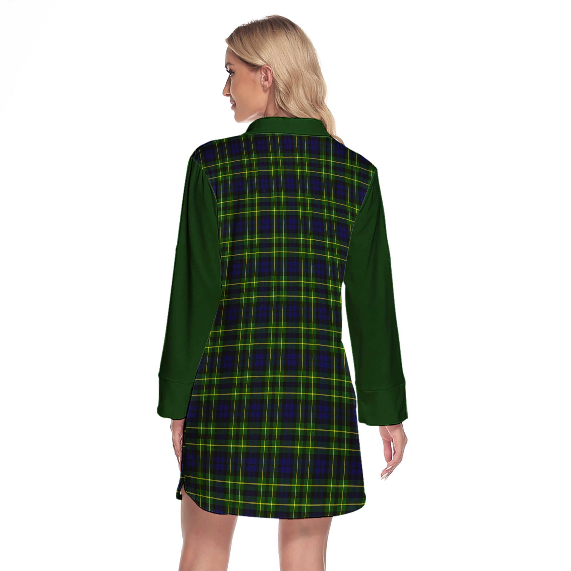 Campbell Of Breadalbane Modern Tartan Women's Lapel Shirt Dress With Long Sleeve