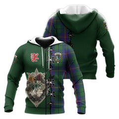 Carmichael Tartan Hoodie - Lion Rampant And Celtic Thistle Style