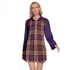 Carnegie Tartan Women's Lapel Shirt Dress With Long Sleeve