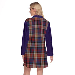 Carnegie Tartan Women's Lapel Shirt Dress With Long Sleeve