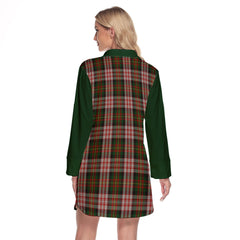 Carnegie Dress Tartan Women's Lapel Shirt Dress With Long Sleeve