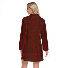 Carruthers Tartan Women's Lapel Shirt Dress With Long Sleeve