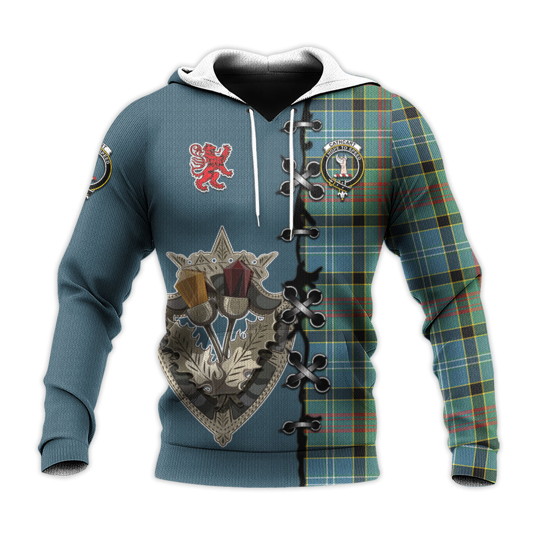 Cathcart Tartan Hoodie - Lion Rampant And Celtic Thistle Style