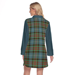 Cathcart Tartan Women's Lapel Shirt Dress With Long Sleeve