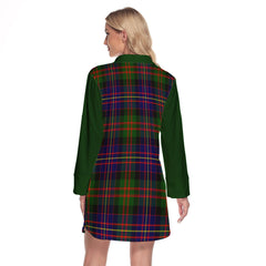 Chalmers Modern Tartan Women's Lapel Shirt Dress With Long Sleeve