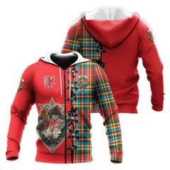 Chattan Tartan Hoodie - Lion Rampant And Celtic Thistle Style