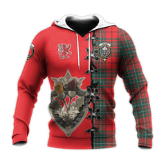 Cheyne Tartan Hoodie - Lion Rampant And Celtic Thistle Style