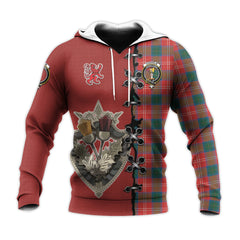 Chisholm Ancient Tartan Hoodie - Lion Rampant And Celtic Thistle Style