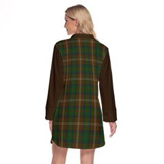 Chisholm Hunting Tartan Women's Lapel Shirt Dress With Long Sleeve