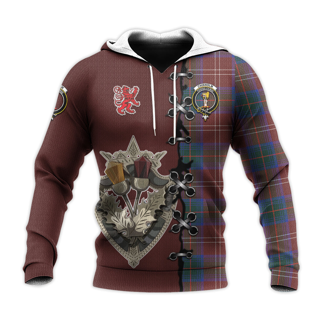 Chisholm Hunting Modern Tartan Hoodie - Lion Rampant And Celtic Thistle Style