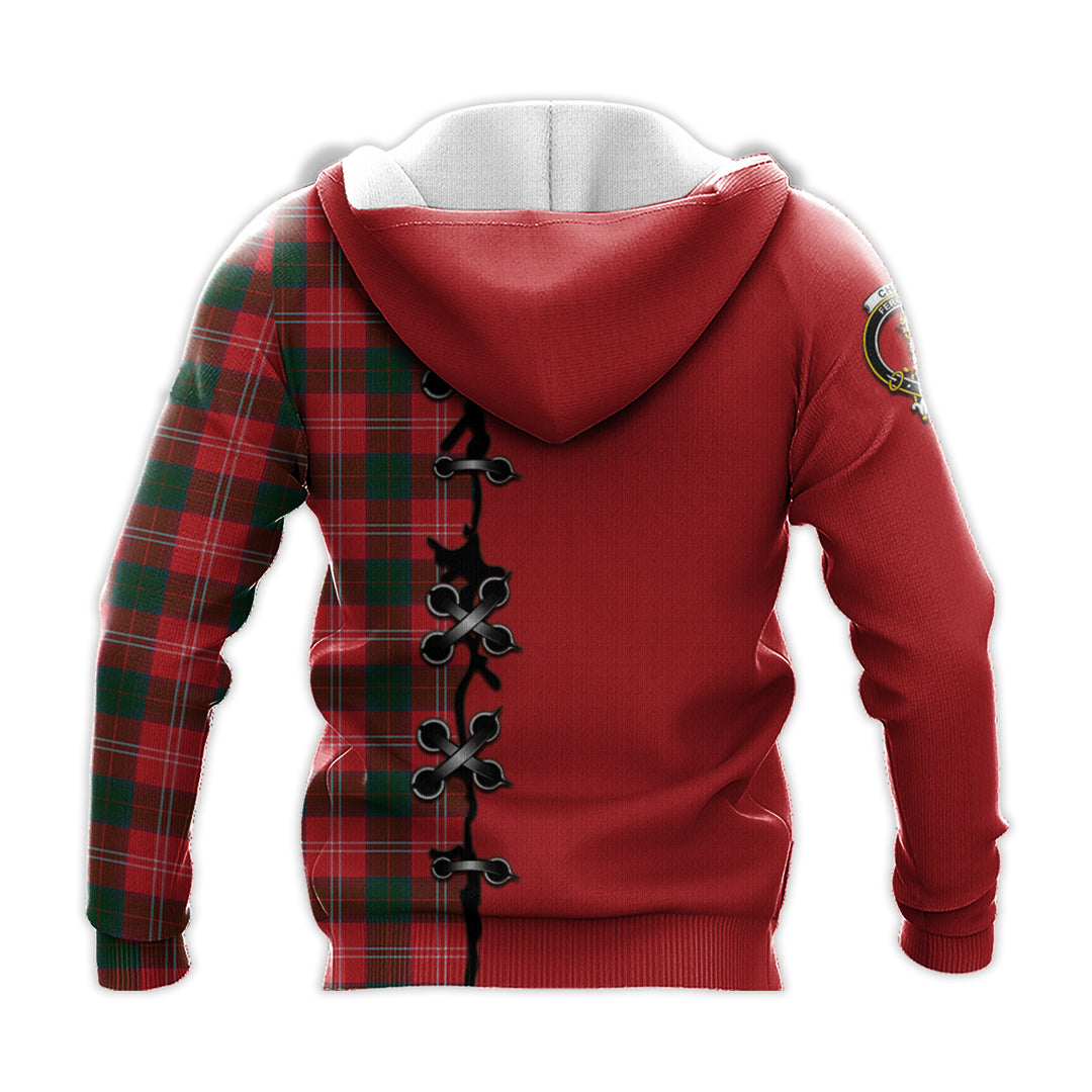 Chisholm Modern Tartan Hoodie - Lion Rampant And Celtic Thistle Style