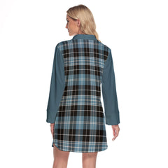 Clark Ancient Tartan Women's Lapel Shirt Dress With Long Sleeve