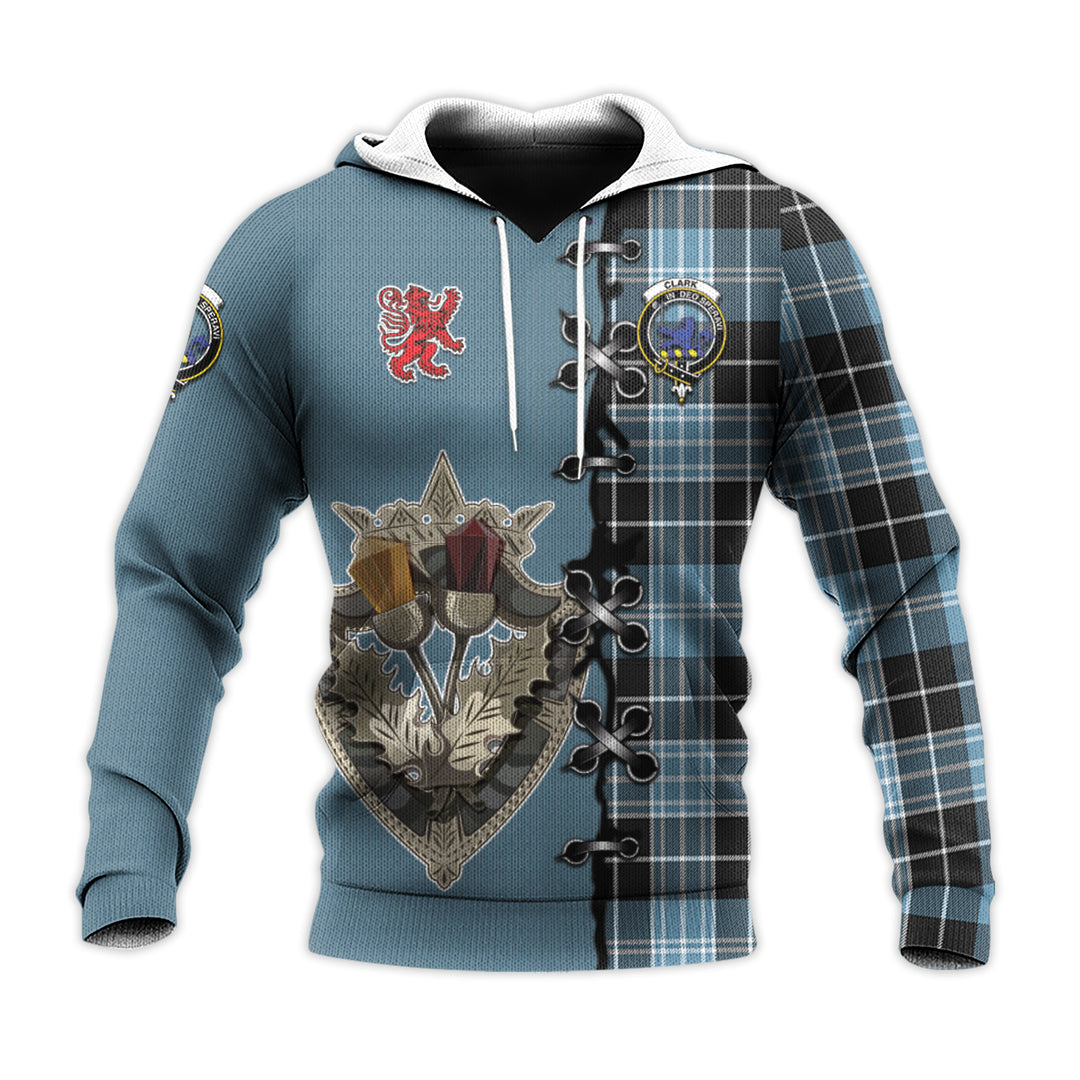 Clark (Lion) Ancient Tartan Hoodie - Lion Rampant And Celtic Thistle Style