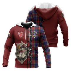 Clark (Lion) Red Tartan Hoodie - Lion Rampant And Celtic Thistle Style